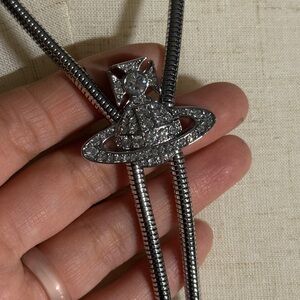 Silver Orb Necklace with Crystal Embellishments